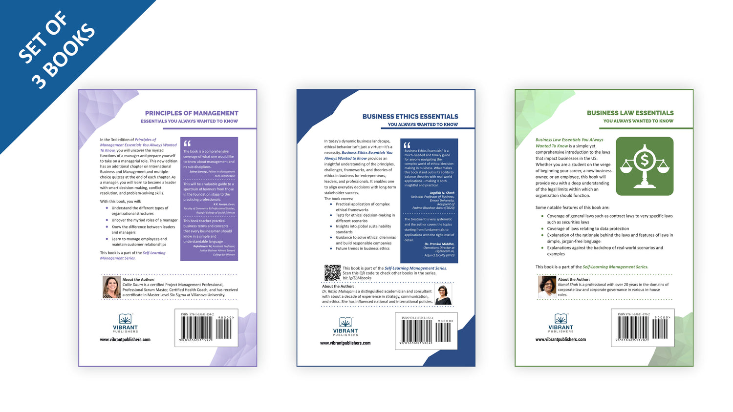 Management, Business Ethics & Business Law Essentials: Leadership, Governance, Contracts, IP, Employment, Tax & Data Protection (Set of 3 Books)