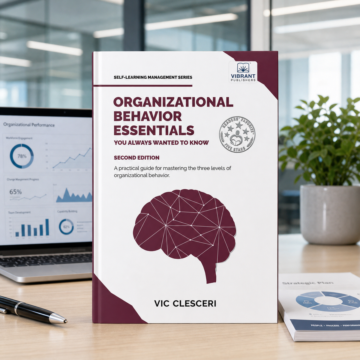 A paperback book titled 'Organizational Behavior Essentials' by Vic Clesceri .