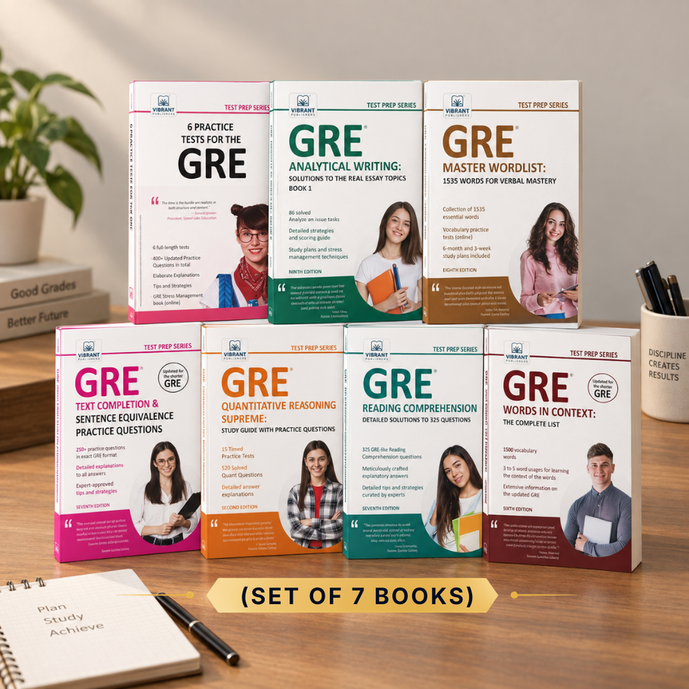 GRE SELF STUDY - 6 Practice Tests + Analytical Writing: Book 1 + Master Wordlist: 1535 Words + Quantitative Reasoning + Reading Comprehension + Text Completion + Complete List - Test Prep Series