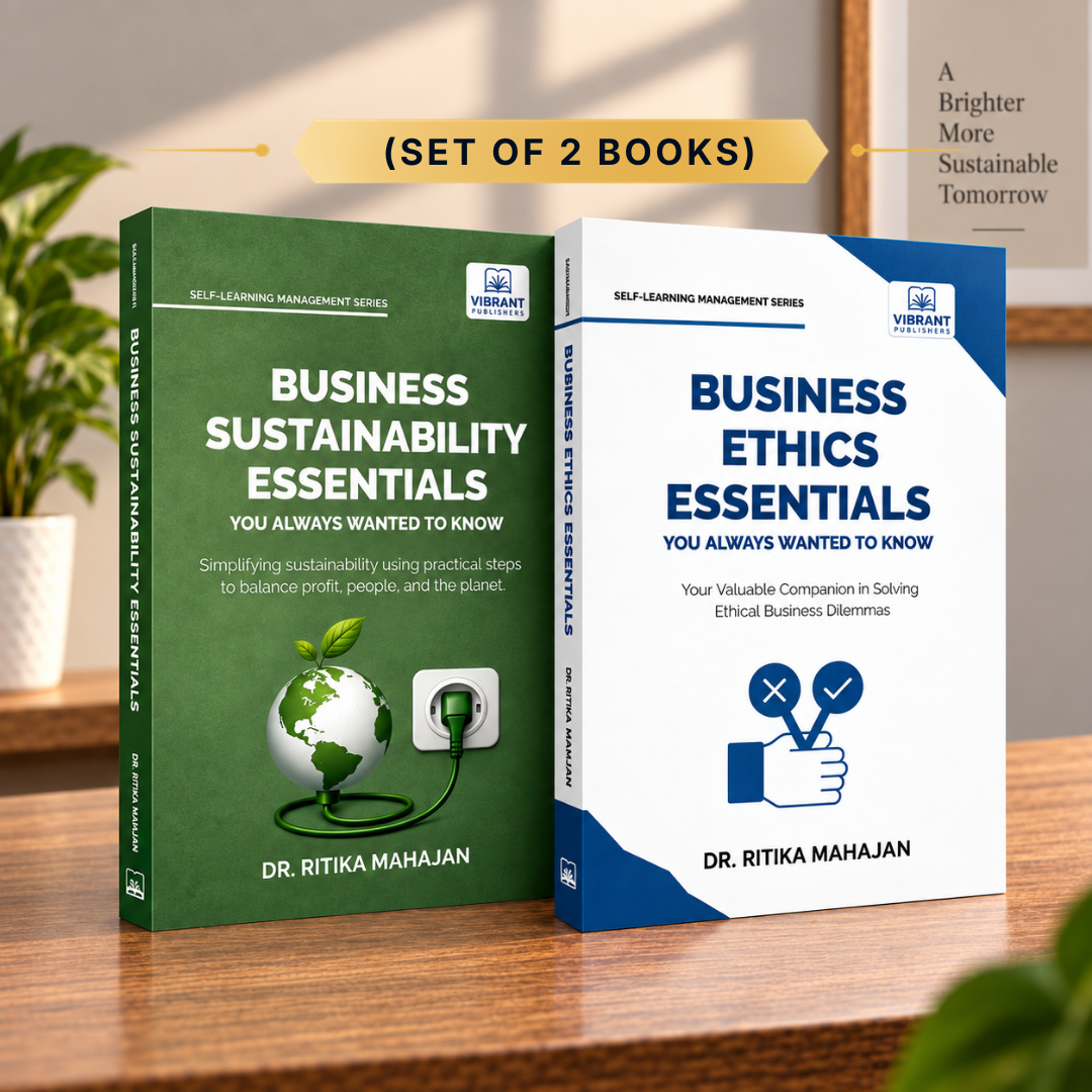 Two hardcover books from the Vibrant Self-Learning Management Series by Dr. Ritika Mahajan displayed side-by-side on a wooden table.