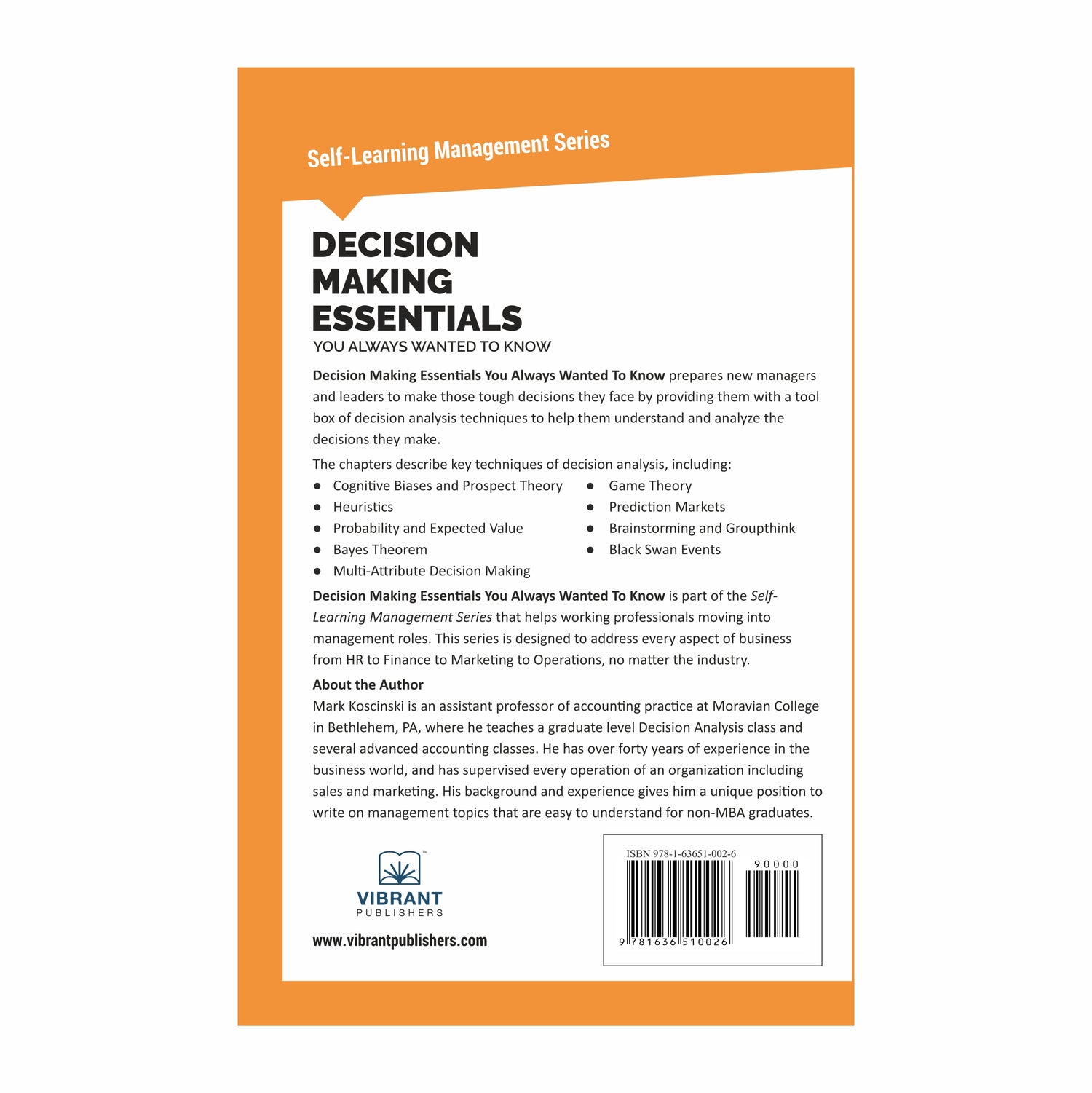 Back cover of Decision-Making Essentials book