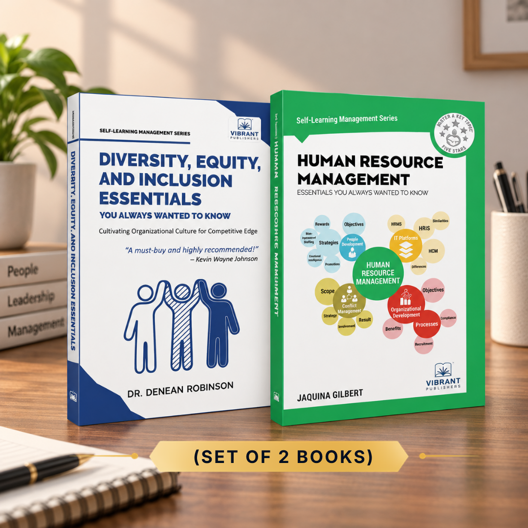 Two books from the Self-Learning Management Series by Dr. Denean Robinson and Jaquina Gilbert, displayed on a wooden desk with a (Set of 2 Books) banner overlay.