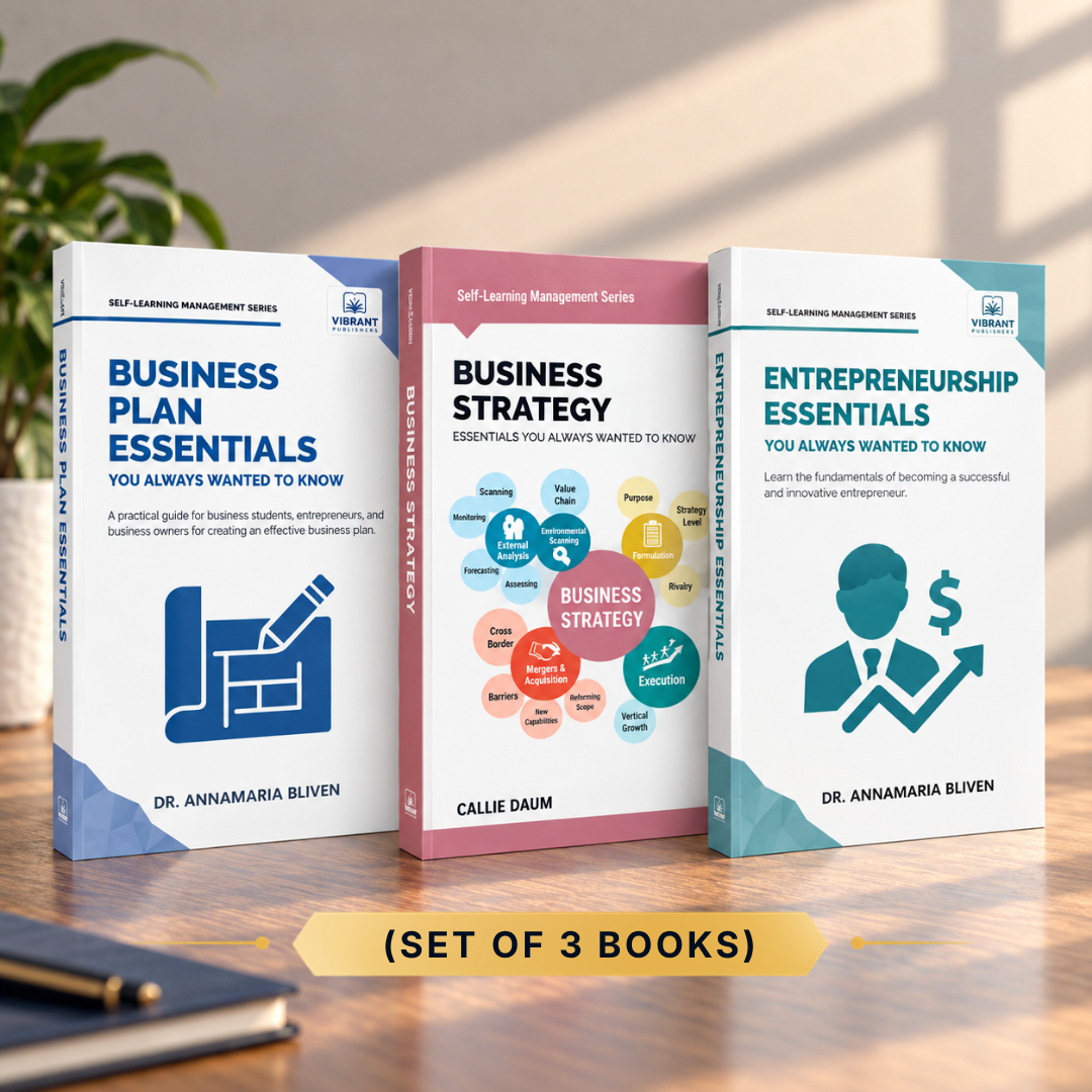 Three business books from the Self Learning Management Series by Dr. Annamaria Blijven are displayed on a wooden surface.