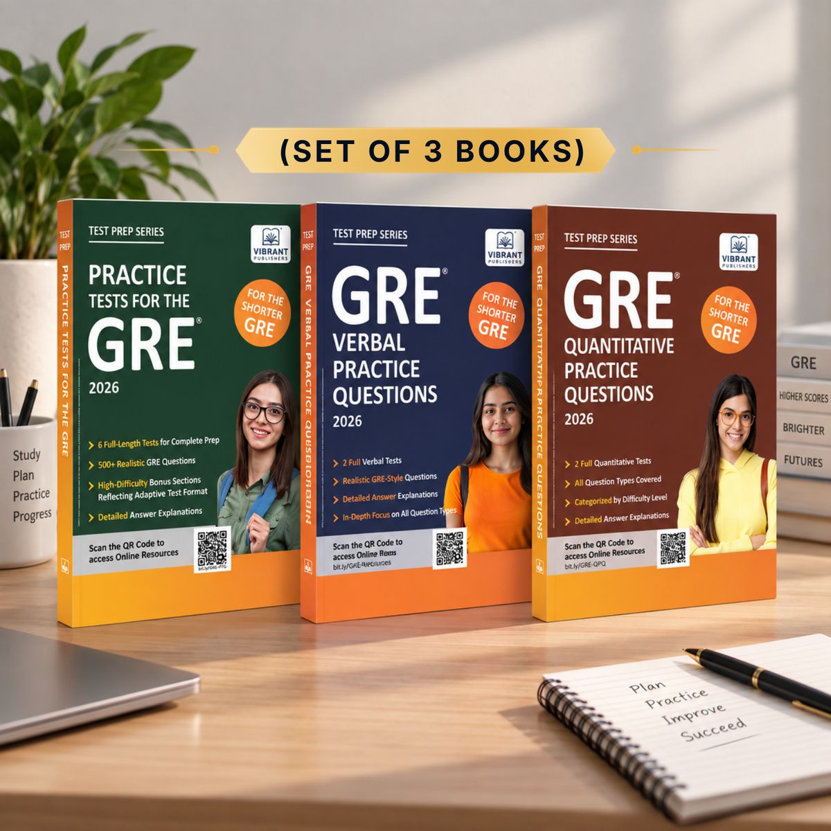 Three GRE books for complete prep are shown in the image.
