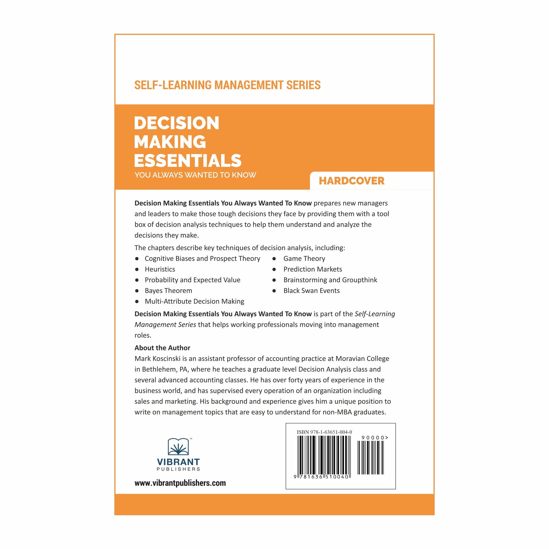 Back cover of Decision-Making Essentials book