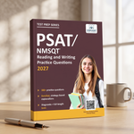 A book titled "PSAT/NMSQT Reading and Writing Practice Questions 2027" from the Test Prep Series by Vibrant Publishers.