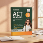 A paperback book titled "ACT Reading Practice Questions 2026" by Vibrant Publishers.