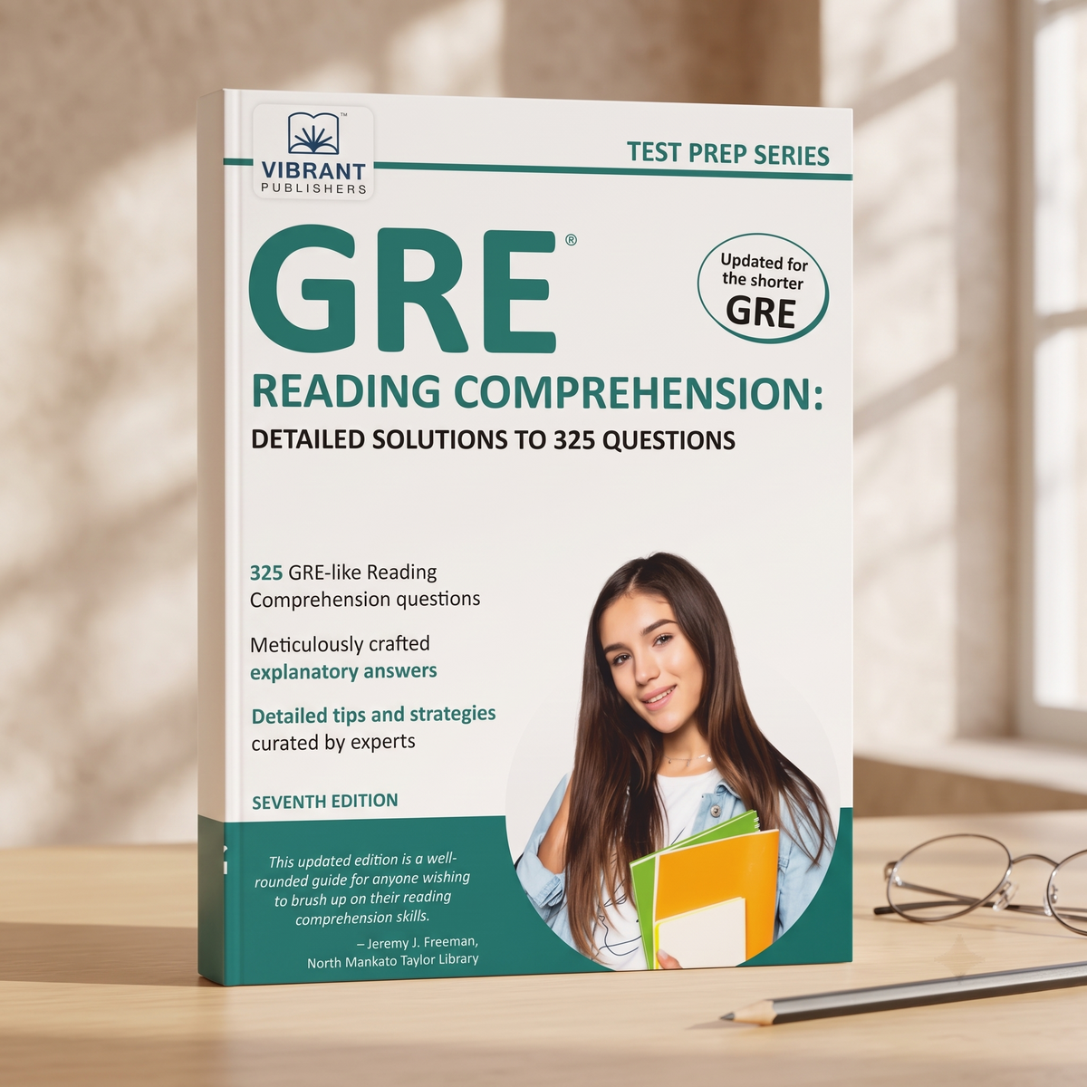 GRE Reading Comprehension test prep book by Vibrant Publishers.