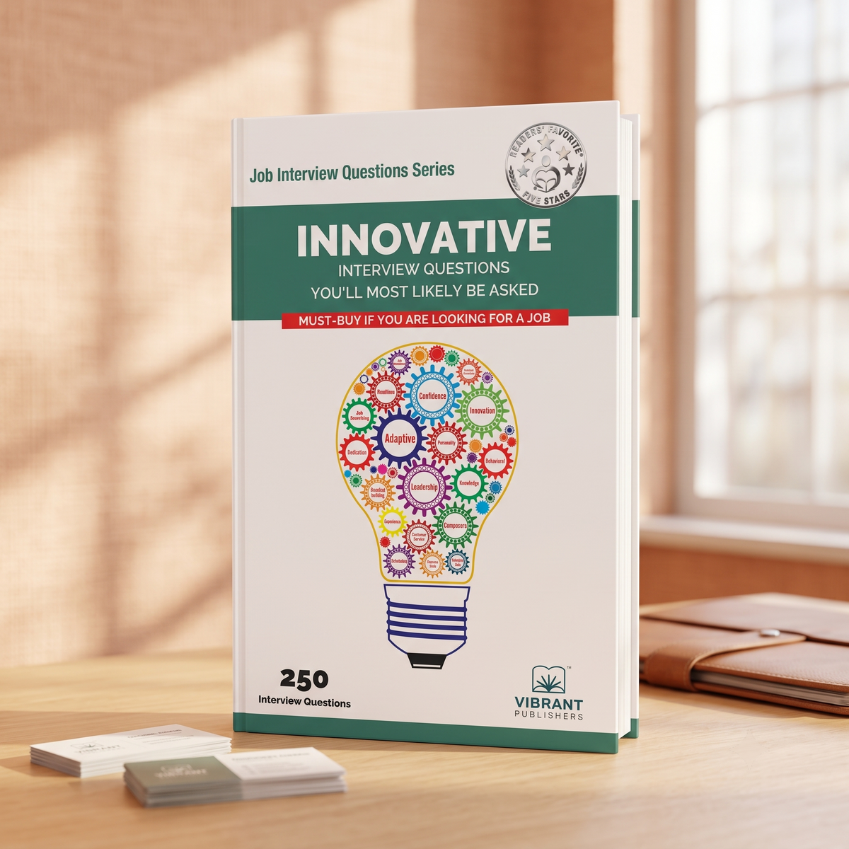 A paperback book titled "Innovative Interview Questions" .