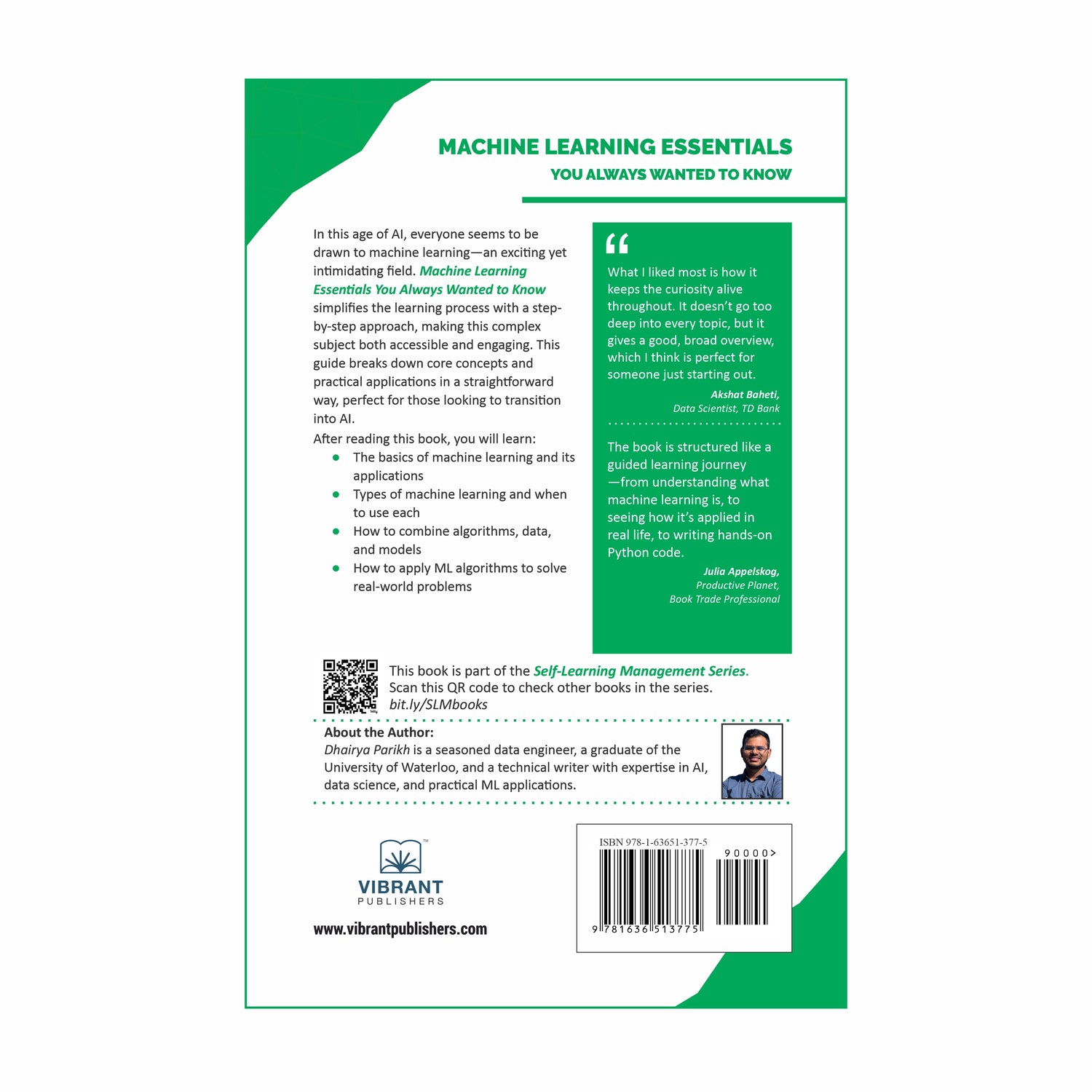 Back cover of Machine Learning Essentials You Always Wanted to Know 