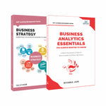 Two books titled 'Business Strategy' and 'Business Analytics Essentials' .
