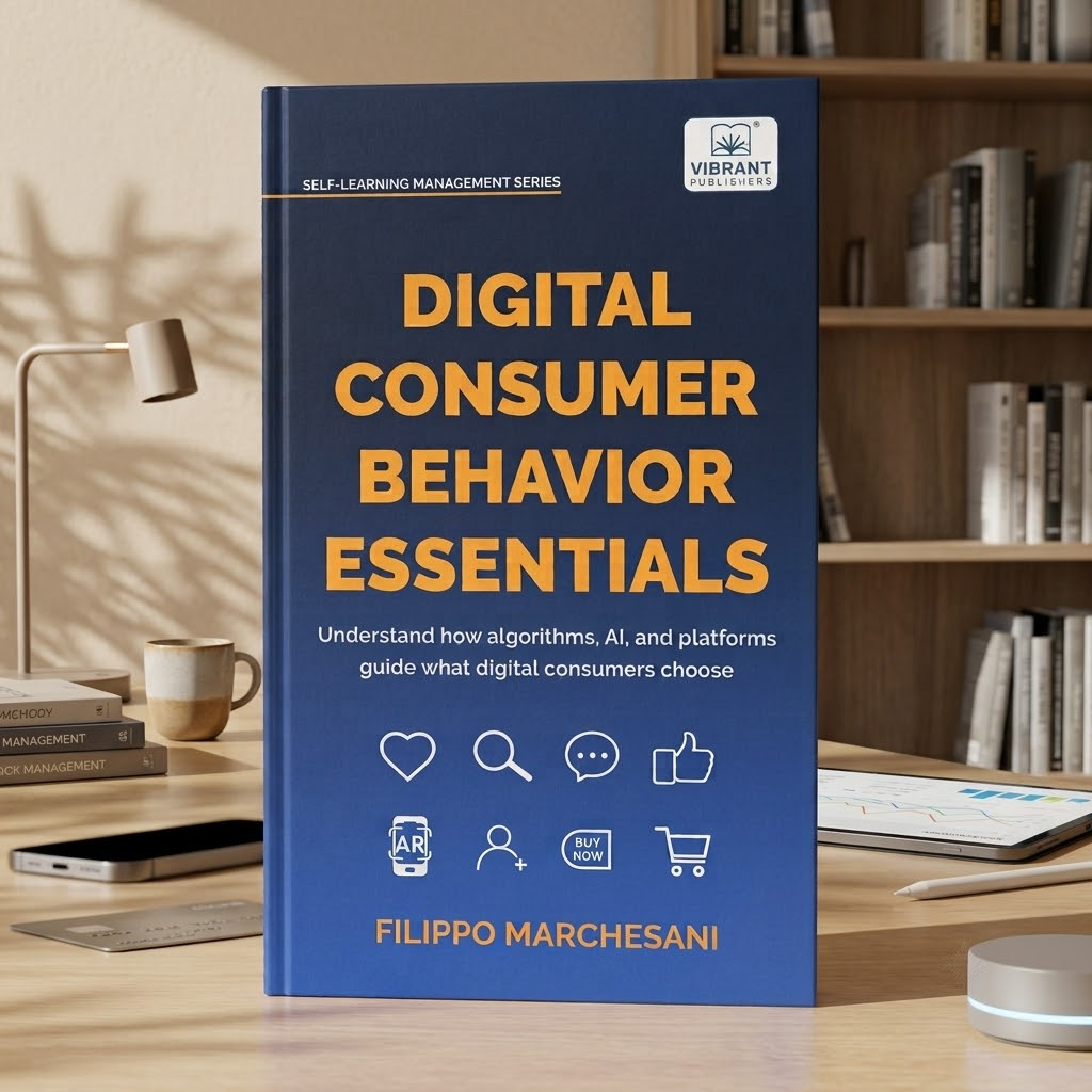 A paperback book titled "Digital Consumer Behavior Essentials" by Filippo Marchesani. 
