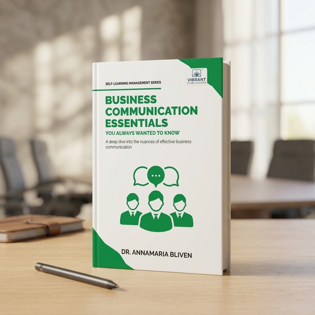 A paperback titled 'Business Communication Essentials' by Dr. Annamaria Bliven.