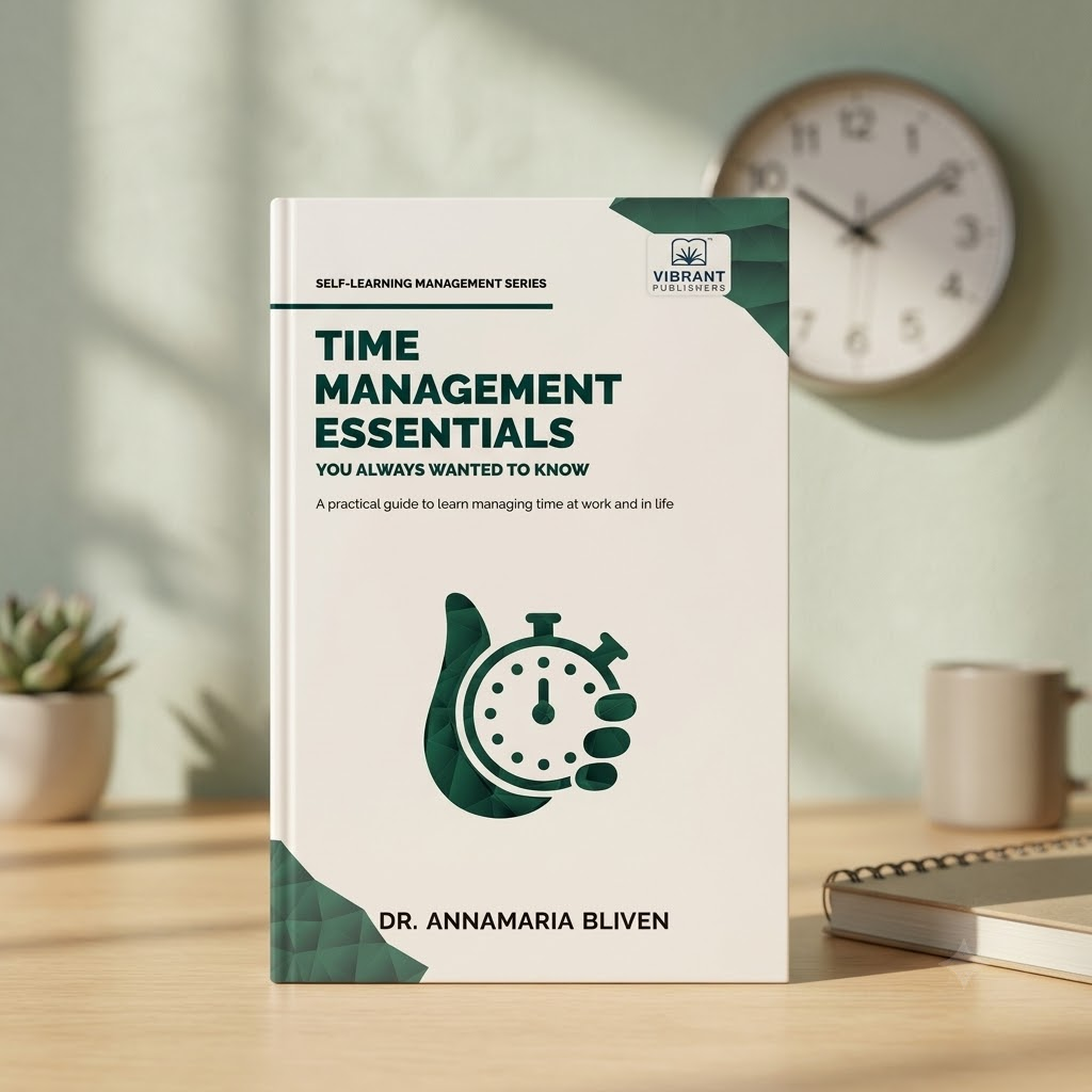 A book titled 'Time Management Essentials' by Dr. Annamaria Bliven.