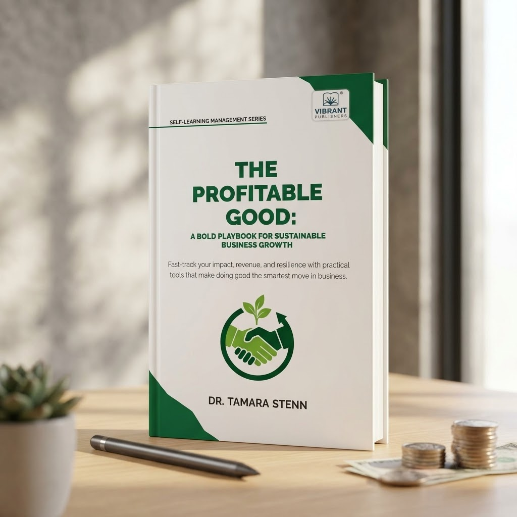 A paperback book titled "The Profitable Good: A Bold Playbook for Sustainable Business Growth" by Dr. Tamara Stenn.