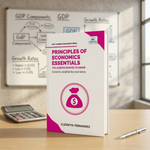 A paperback book titled 'Principles of Economics Essentials' by Cledwyn Fernandez.