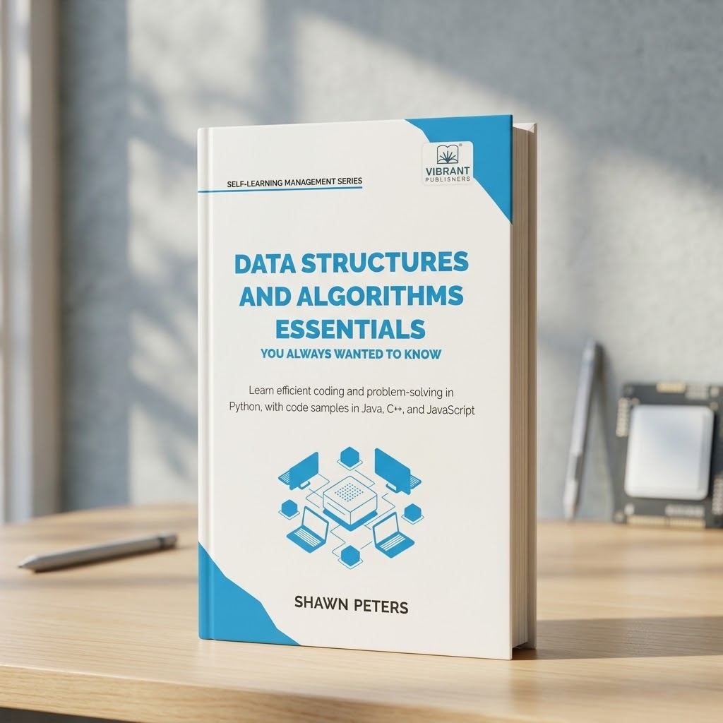 A paperback book titled "Data Structures and Algorithms Essentials" by Shawn Peters .
