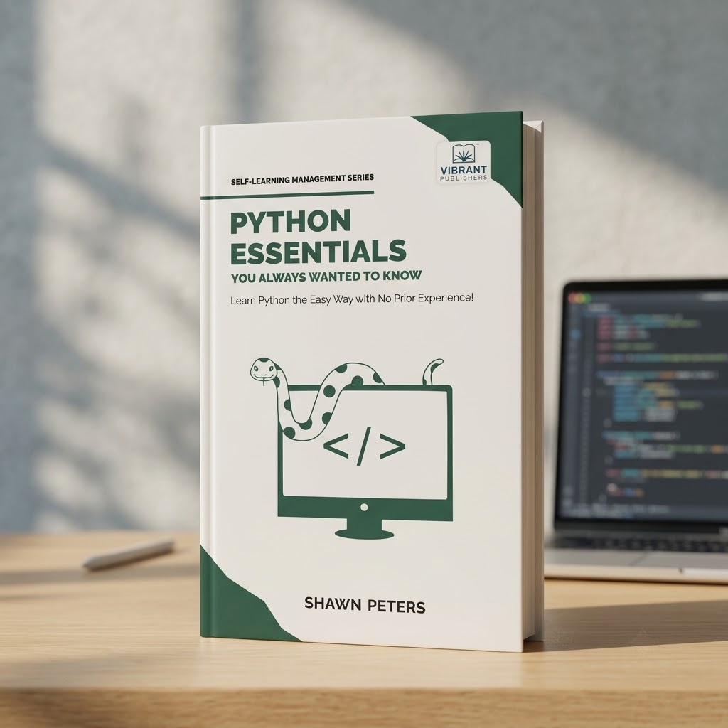 A paperback book titled 'Python Essentials' by Shawn Peters.