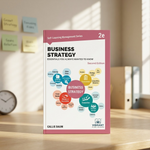 A paperback book titled "Business Strategy: Essentials You Always Wanted to Know, Second Edition" by Callie Daum, published by Vibrant Publishers. 
